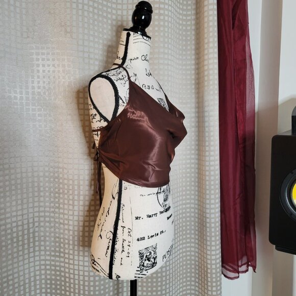 NWT H&M Divided Satin Backless Tie Crop Top - Size Medium - Picture 4 of 10